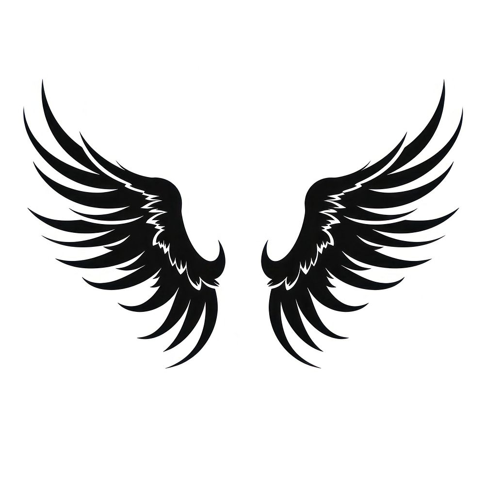 Wings symbol black white. AI generated Image by rawpixel.