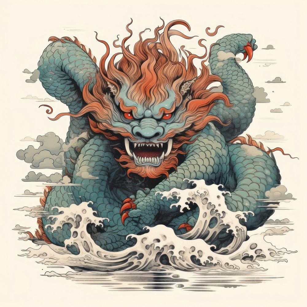 Monster dragon art representation. AI generated Image by rawpixel.