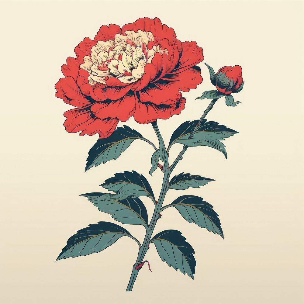 Peony pattern flower plant. AI generated Image by rawpixel.