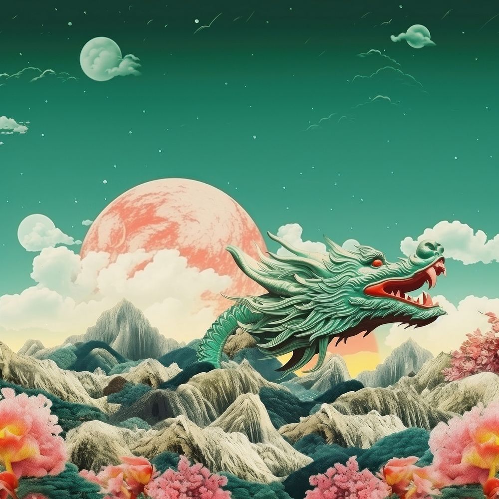 Chinese dragon outdoors nature tranquility. AI generated Image by rawpixel.