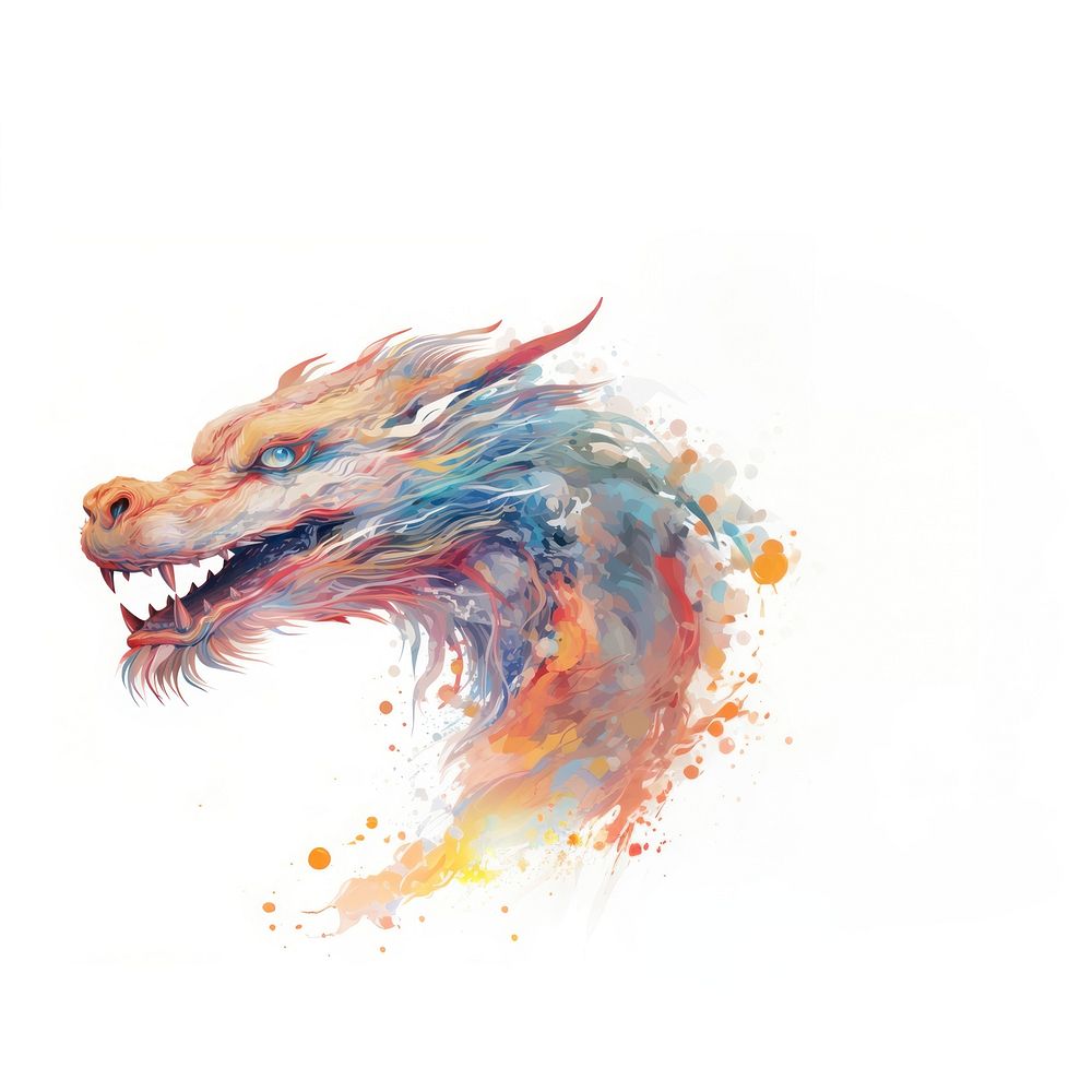 Chinese dragon art animal white background. AI generated Image by rawpixel.