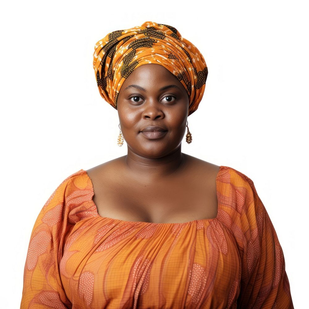 Chubby african woman portrait turban adult. AI generated Image by rawpixel.