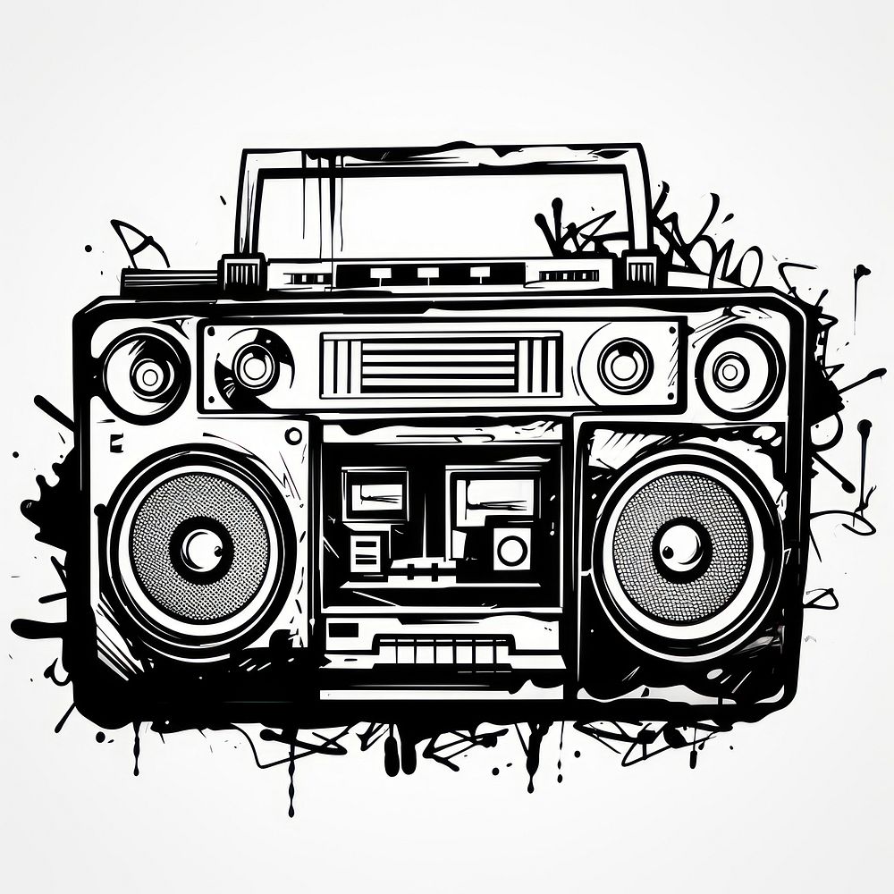 Retro boombox line art electronics. AI generated Image by rawpixel.