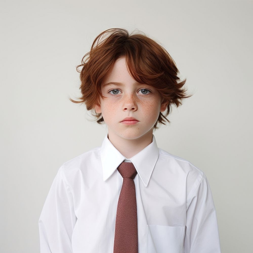 Student boy portrait necktie shirt. 