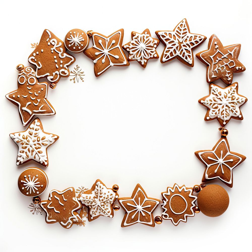 Christmas border gingerbread cookie dessert. AI generated Image by rawpixel.