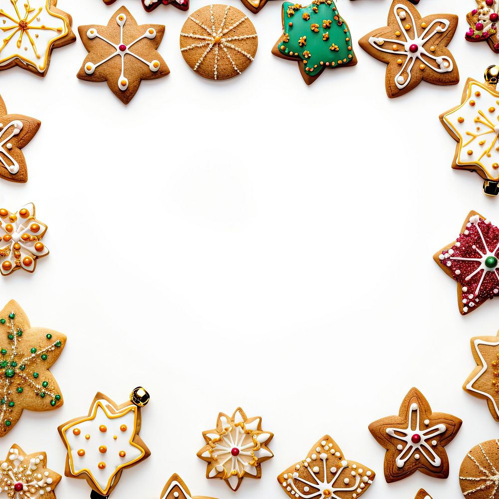 Christmas border cookies gingerbread dessert icing. AI generated Image by rawpixel.