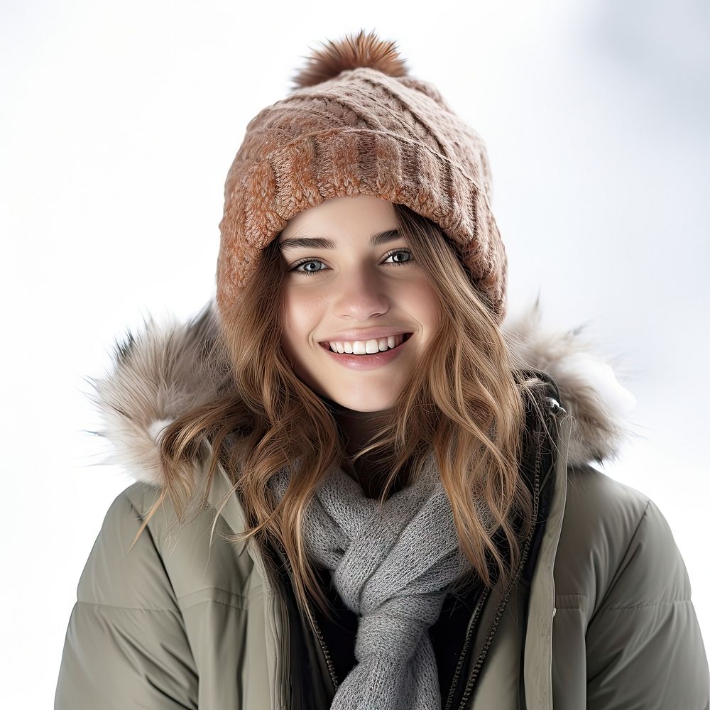 Smiling winter adult coat. AI generated Image by rawpixel.