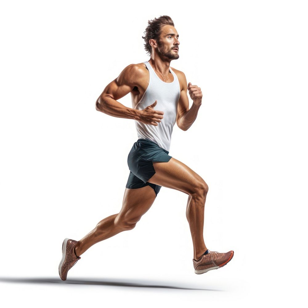 Caucasian runner running jogging shorts adult. AI generated Image by rawpixel.
