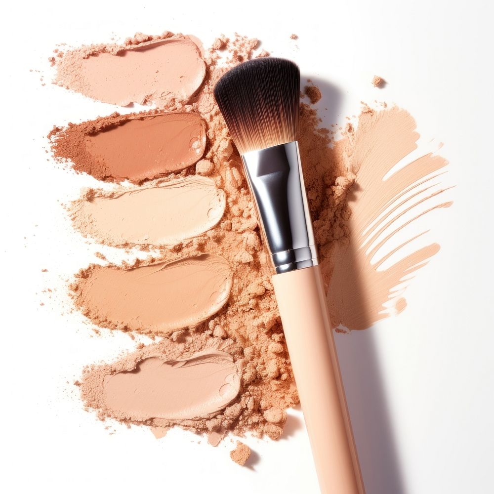 Foundation swatches brush cosmetics face. AI generated Image by rawpixel.