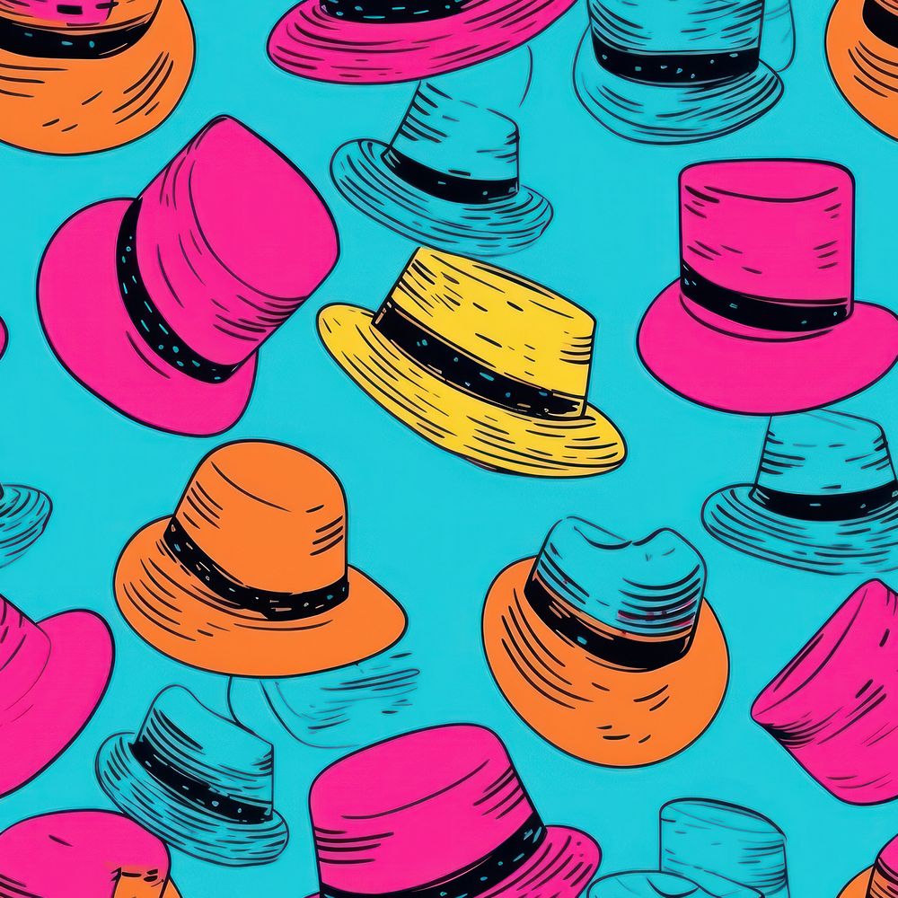 Hat backgrounds pattern drawing. AI generated Image by rawpixel.
