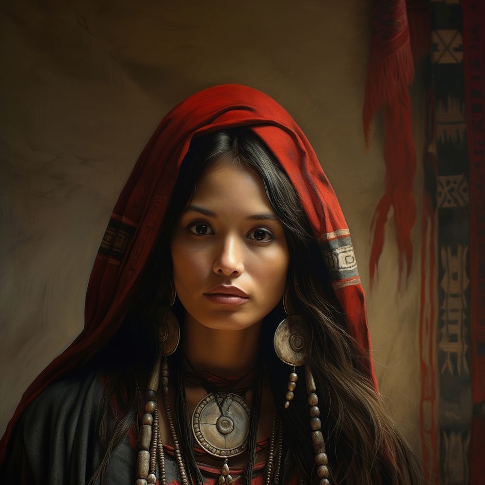 Latin American Indigenous woman portrait fashion photo. AI generated Image by rawpixel.