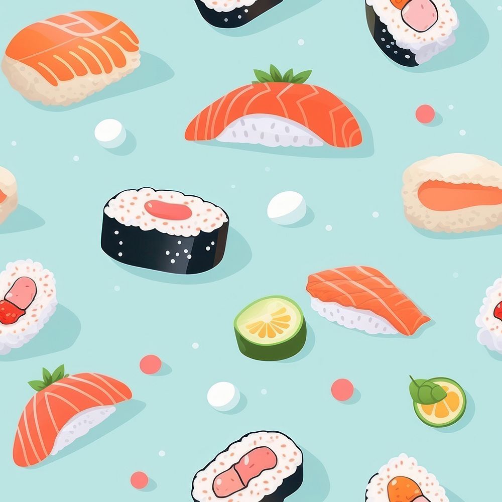 Sushi backgrounds pattern food. AI generated Image by rawpixel.
