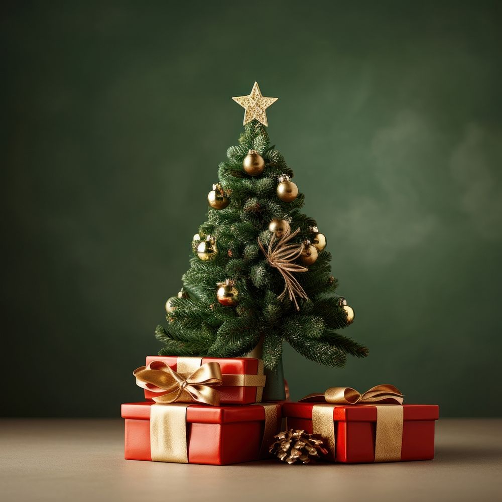 Christmas tree figurine plant gift. AI generated Image by rawpixel.