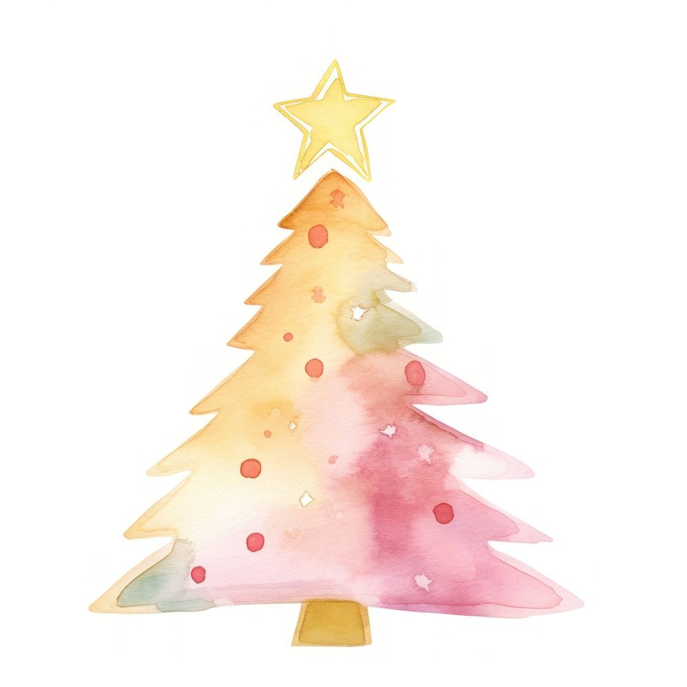 Watercolor christmas tree celebration decoration creativity. AI generated Image by rawpixel.