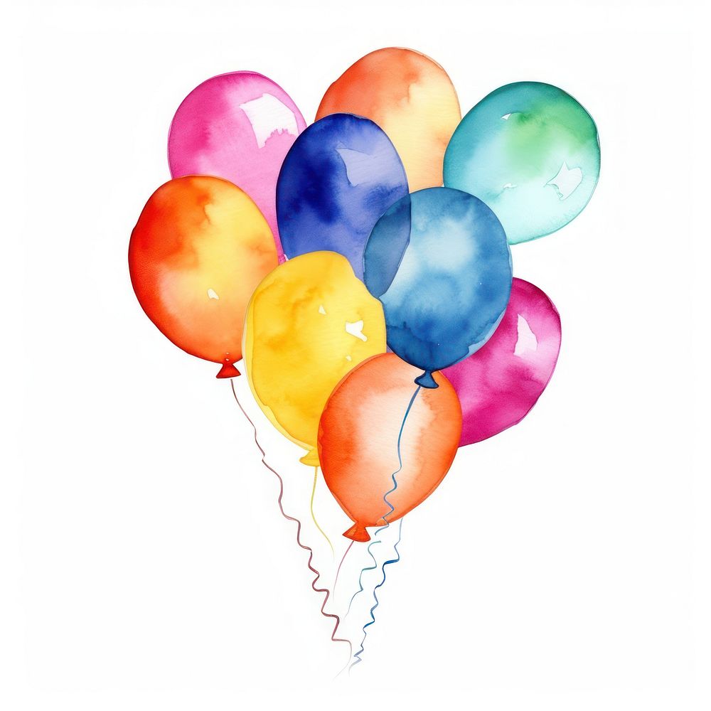 Party balloon cartoon white background anniversary. AI generated Image by rawpixel.