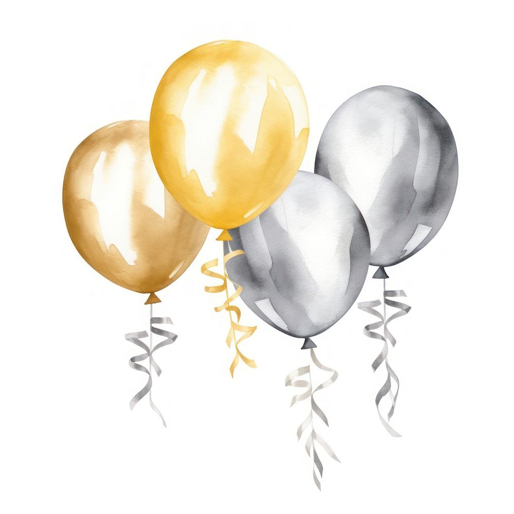 Party balloons shiny white background celebration. AI generated Image by rawpixel.