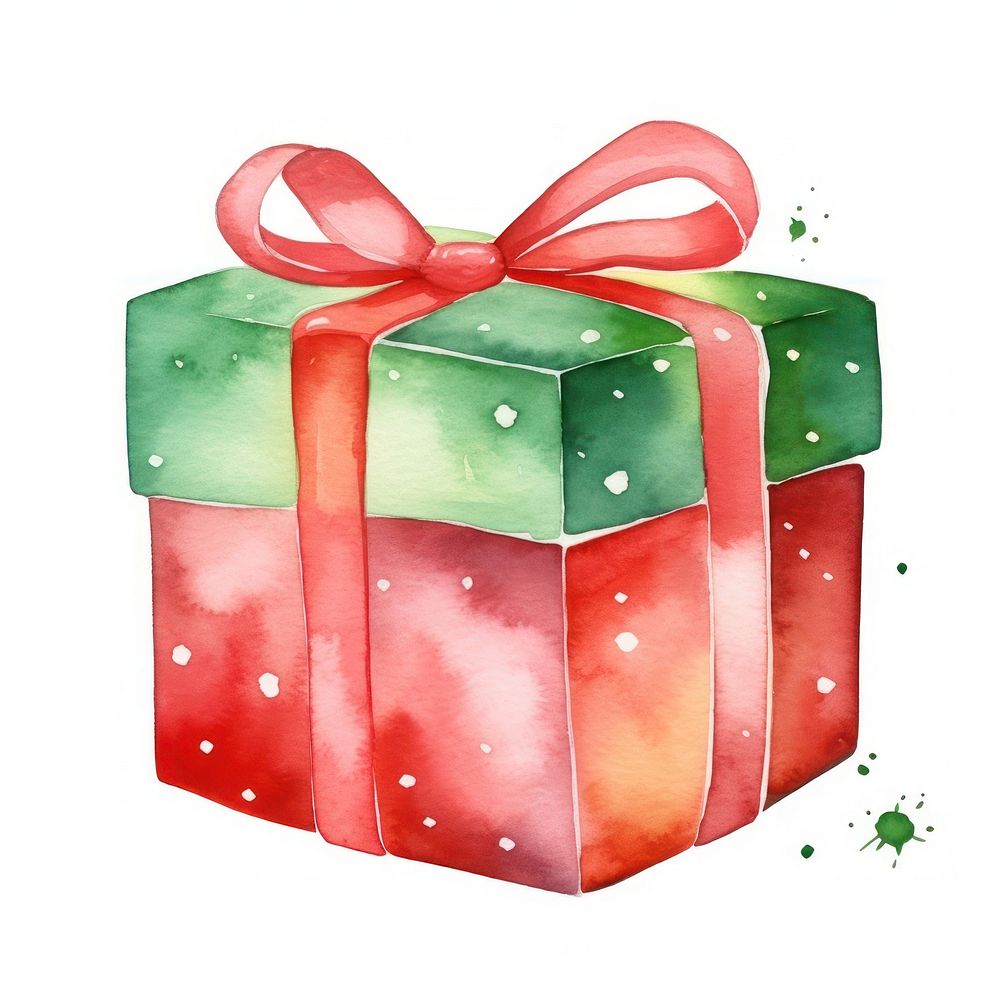 Present gift box cartoon green white background. AI generated Image by rawpixel.