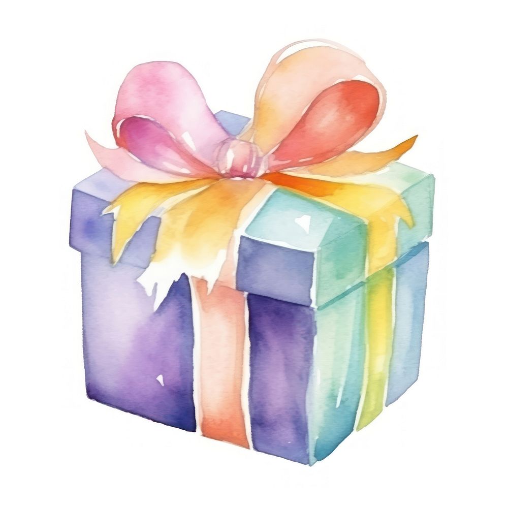 Present gift box cartoon white background anniversary. AI generated Image by rawpixel.