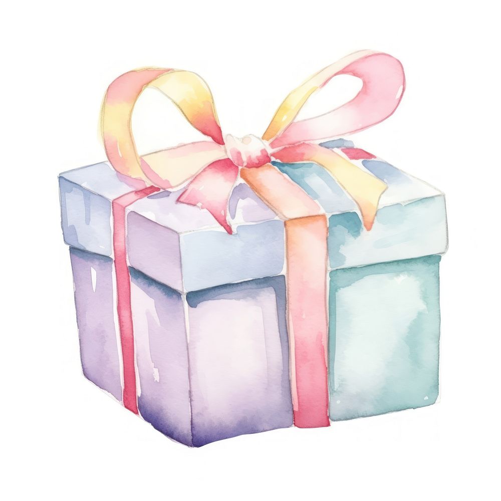 Present gift box cartoon white background anniversary. AI generated Image by rawpixel.