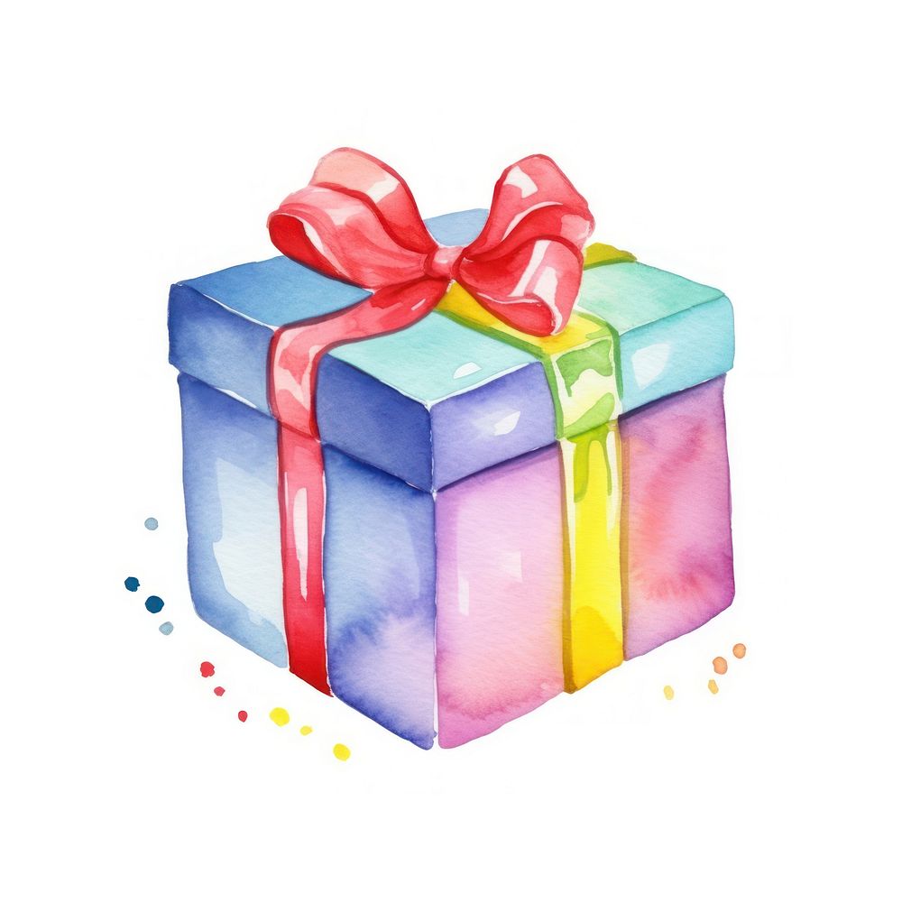 Present gift box cartoon white background celebration. AI generated Image by rawpixel.