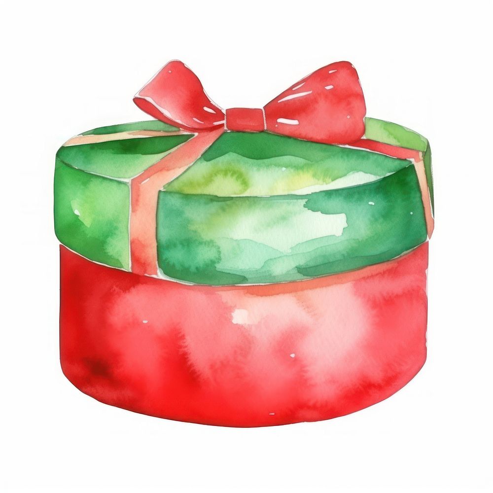 Round gift box food red white background. AI generated Image by rawpixel.