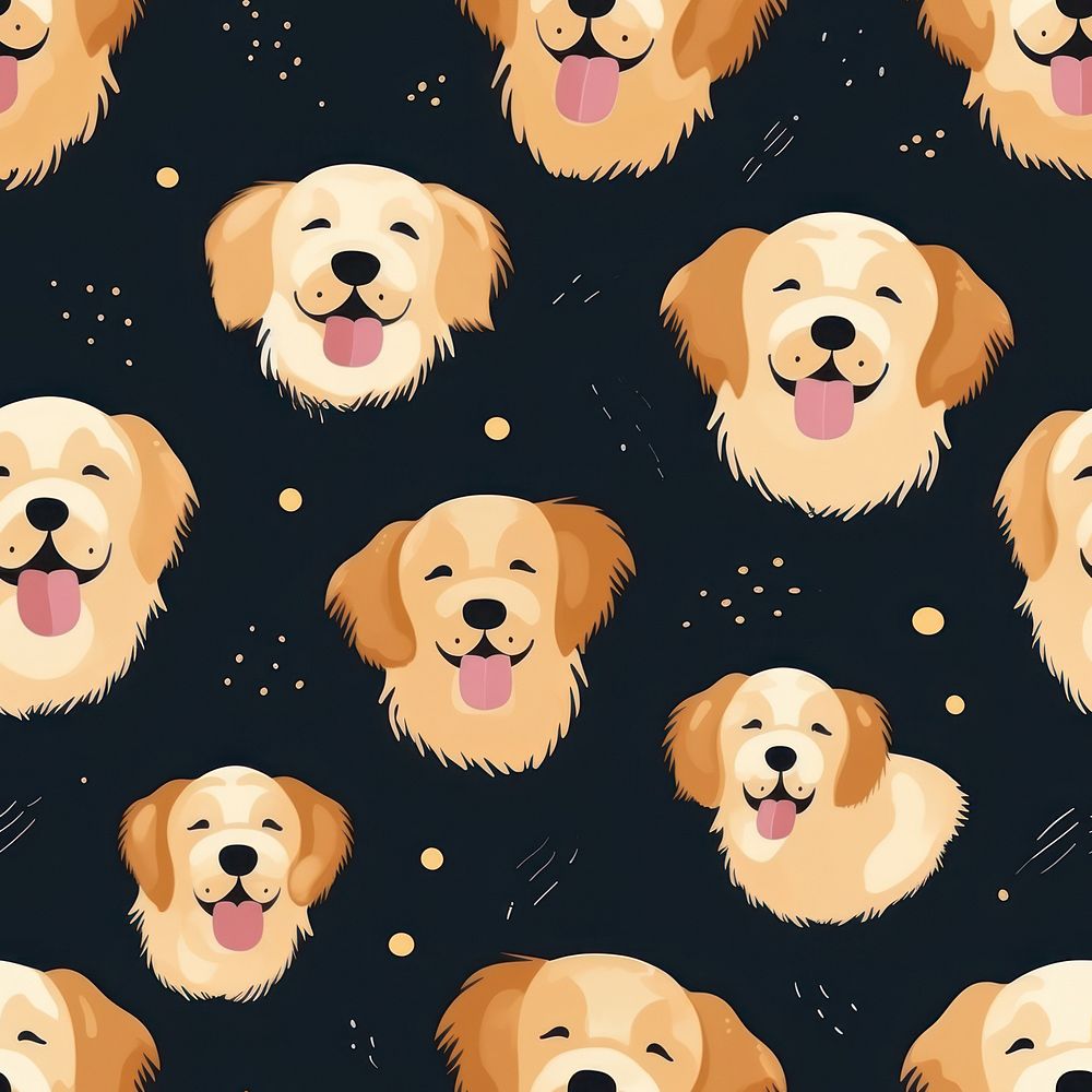 Golden retriever backgrounds pattern cartoon. AI generated Image by rawpixel.
