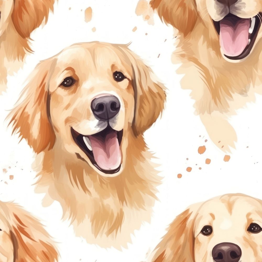 Golden retriever backgrounds pattern cartoon. AI generated Image by rawpixel.