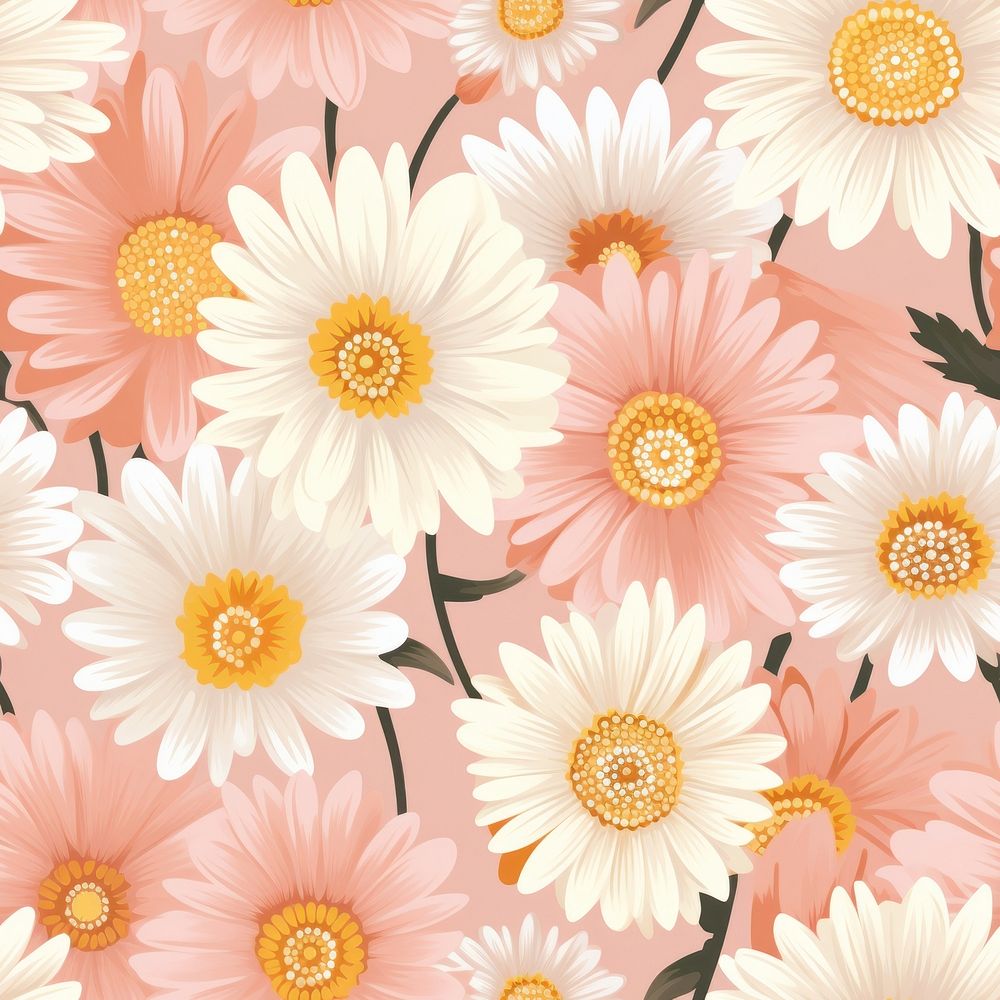 Daisies pattern wallpaper flower. AI generated Image by rawpixel.