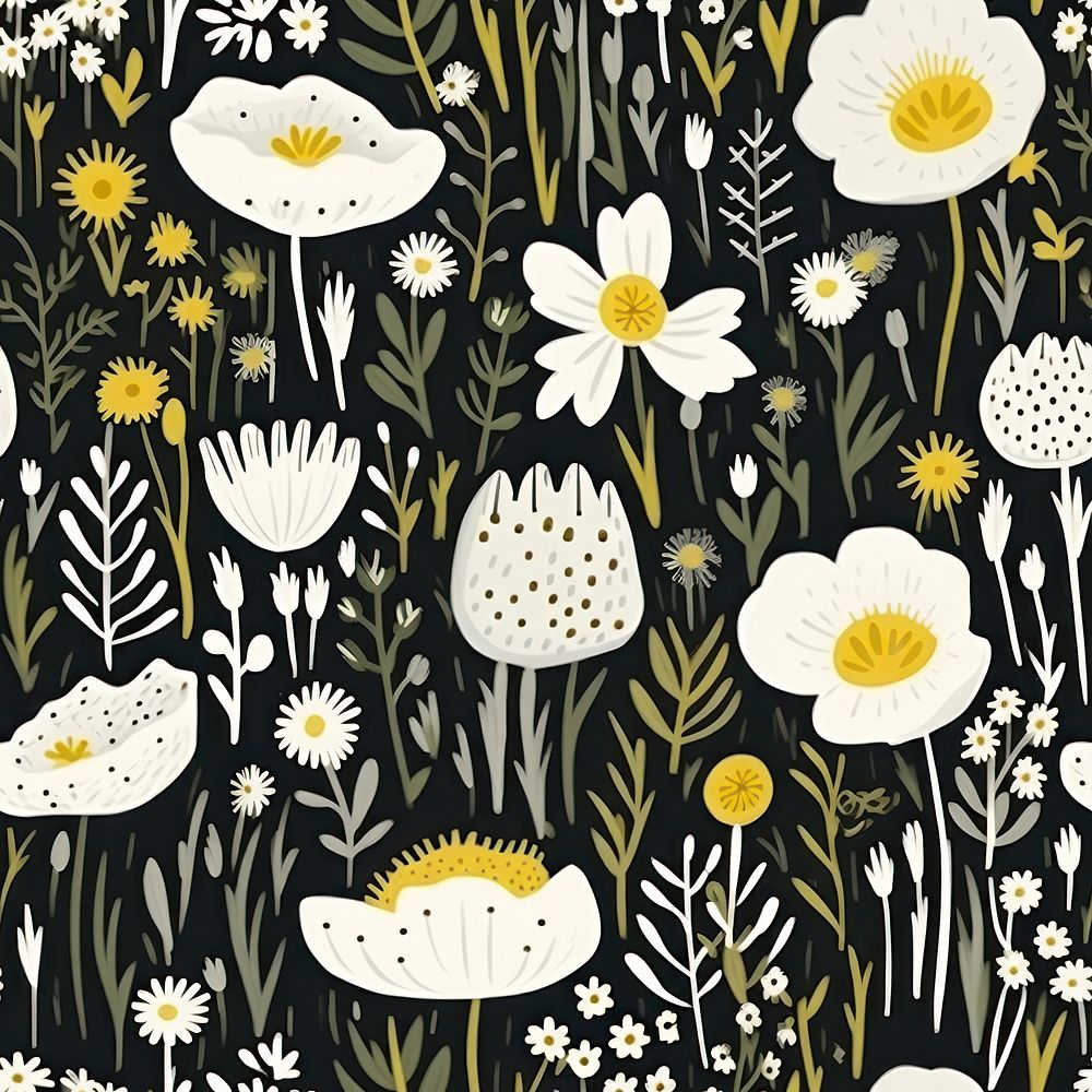 Wildflower pattern plant daisy. AI generated Image by rawpixel.