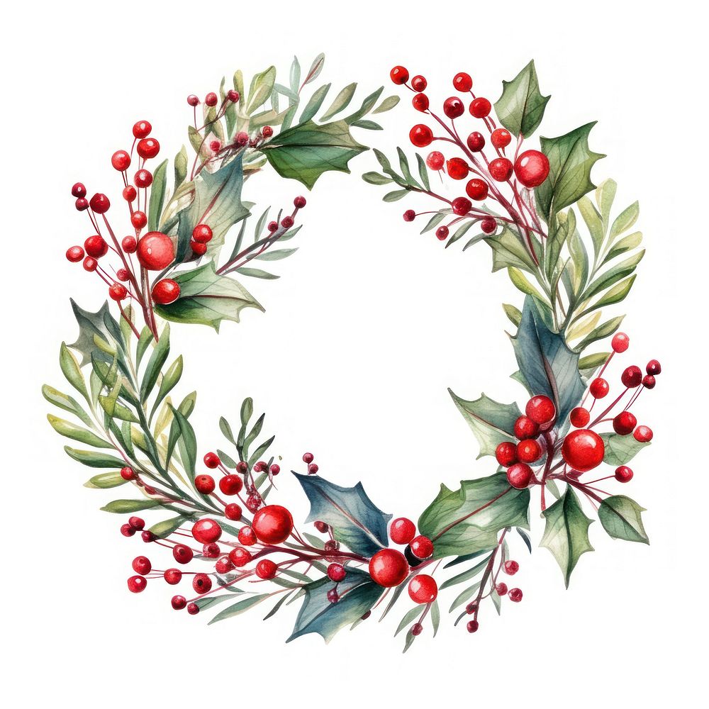 Christmas wreath pattern plant white background. AI generated Image by rawpixel.