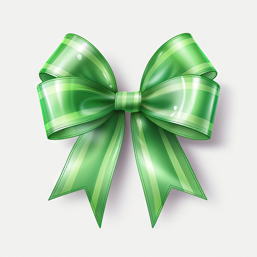 Green ribbons shiny gift bow. AI generated Image by rawpixel.