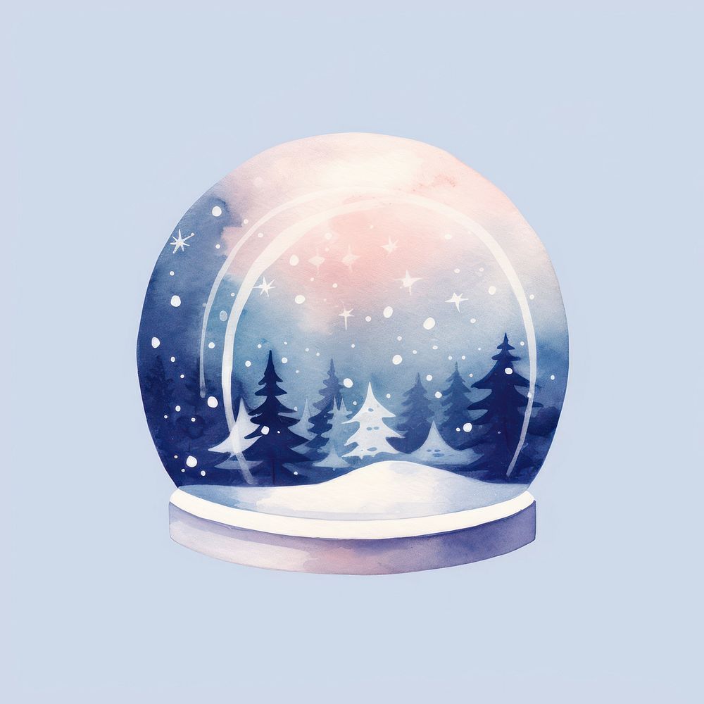 Christmas snow globe nature night illuminated. AI generated Image by rawpixel.