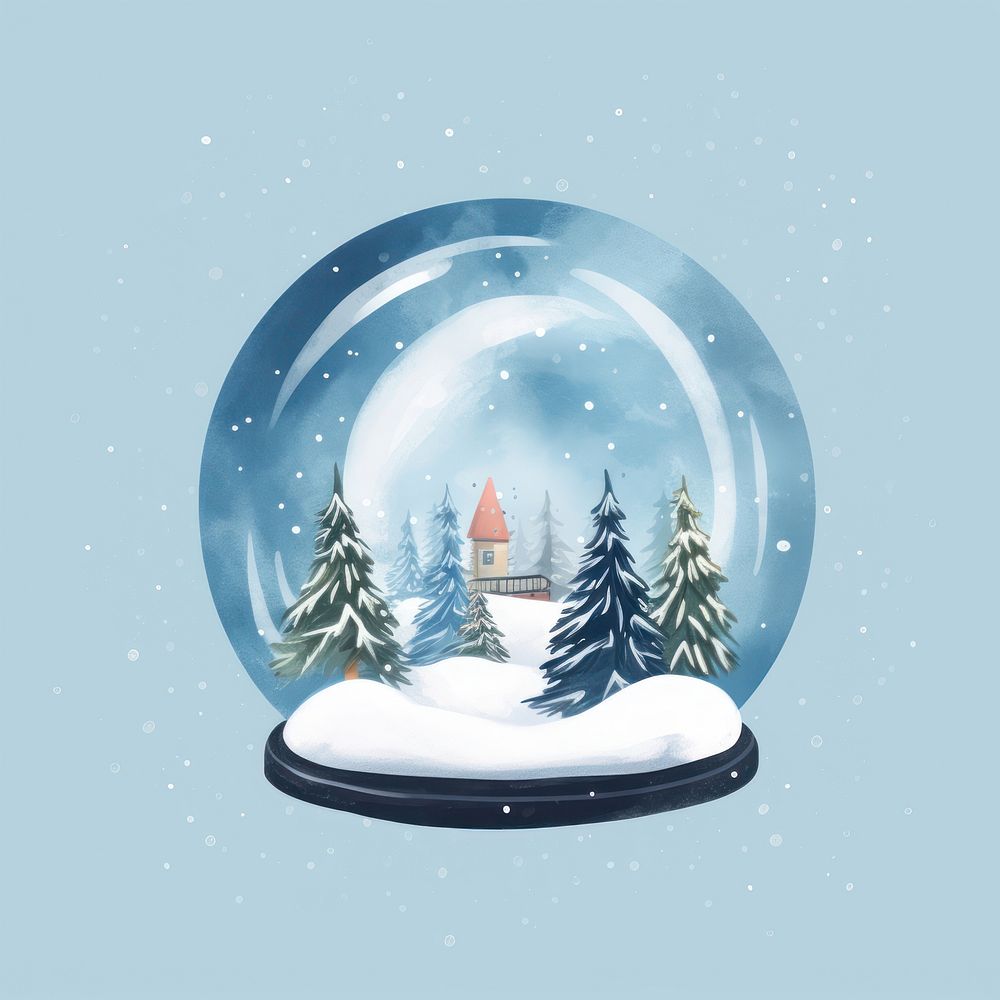 Christmas snow globe plant tree illuminated. AI generated Image by rawpixel.