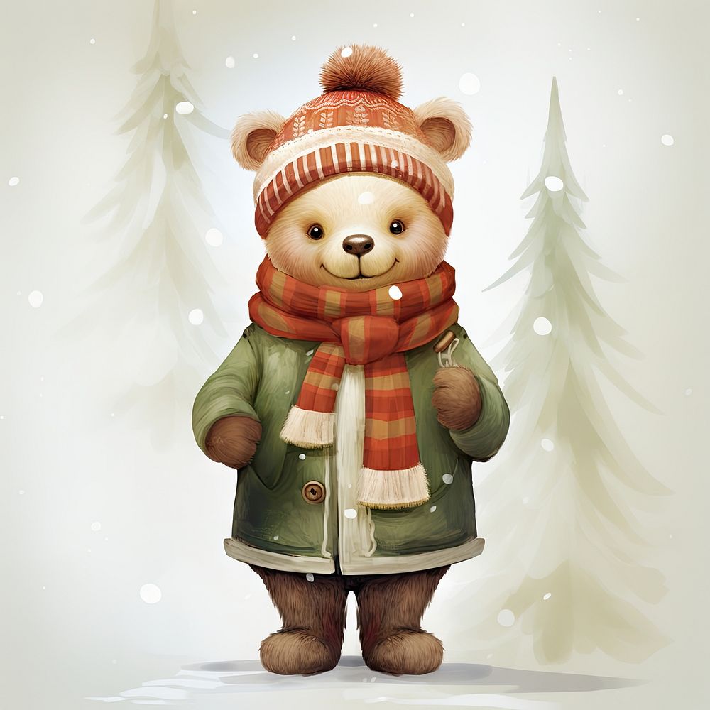 A little cartoon bear snow toy representation. AI generated Image by rawpixel.