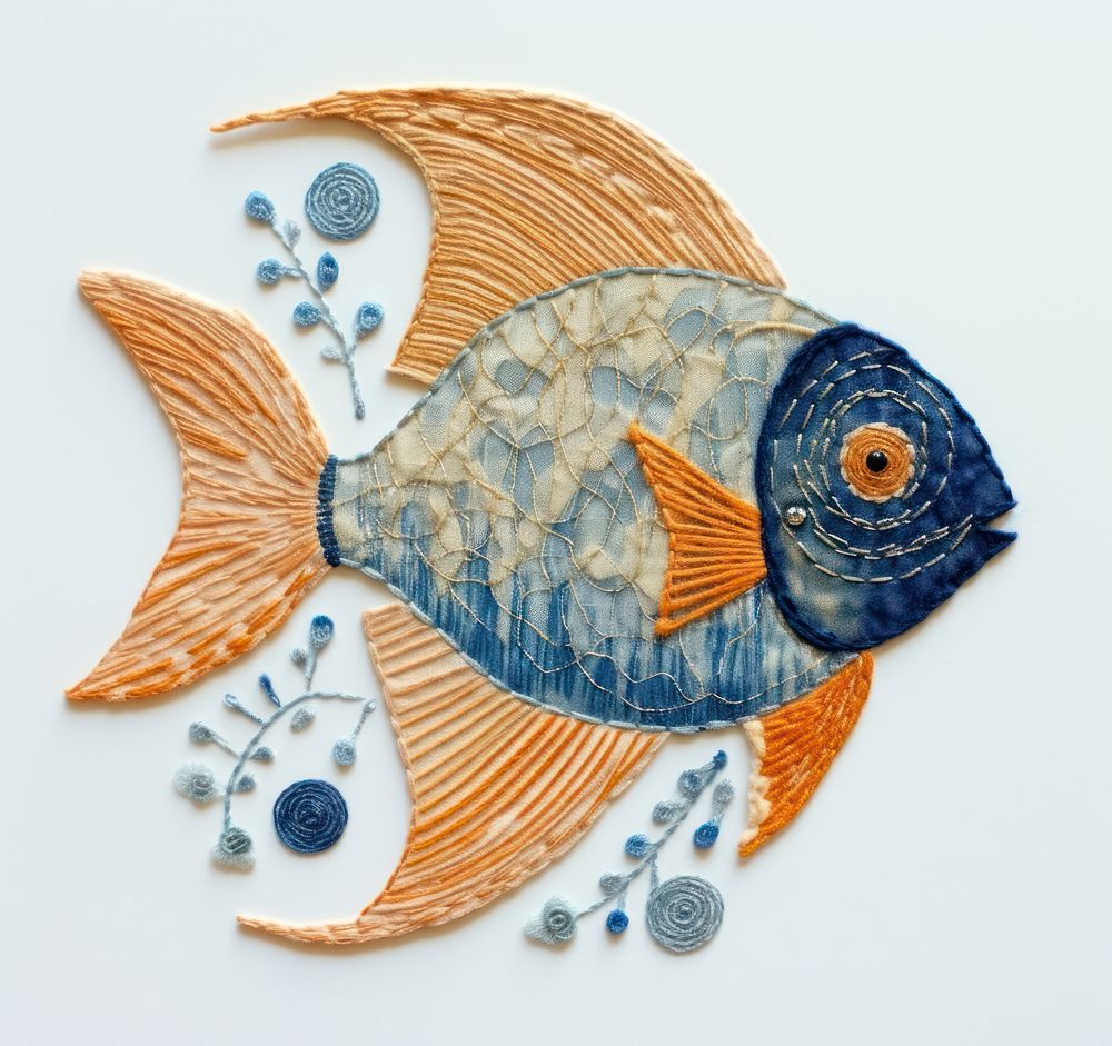 Fish embroidery pattern animal. AI generated Image by rawpixel.