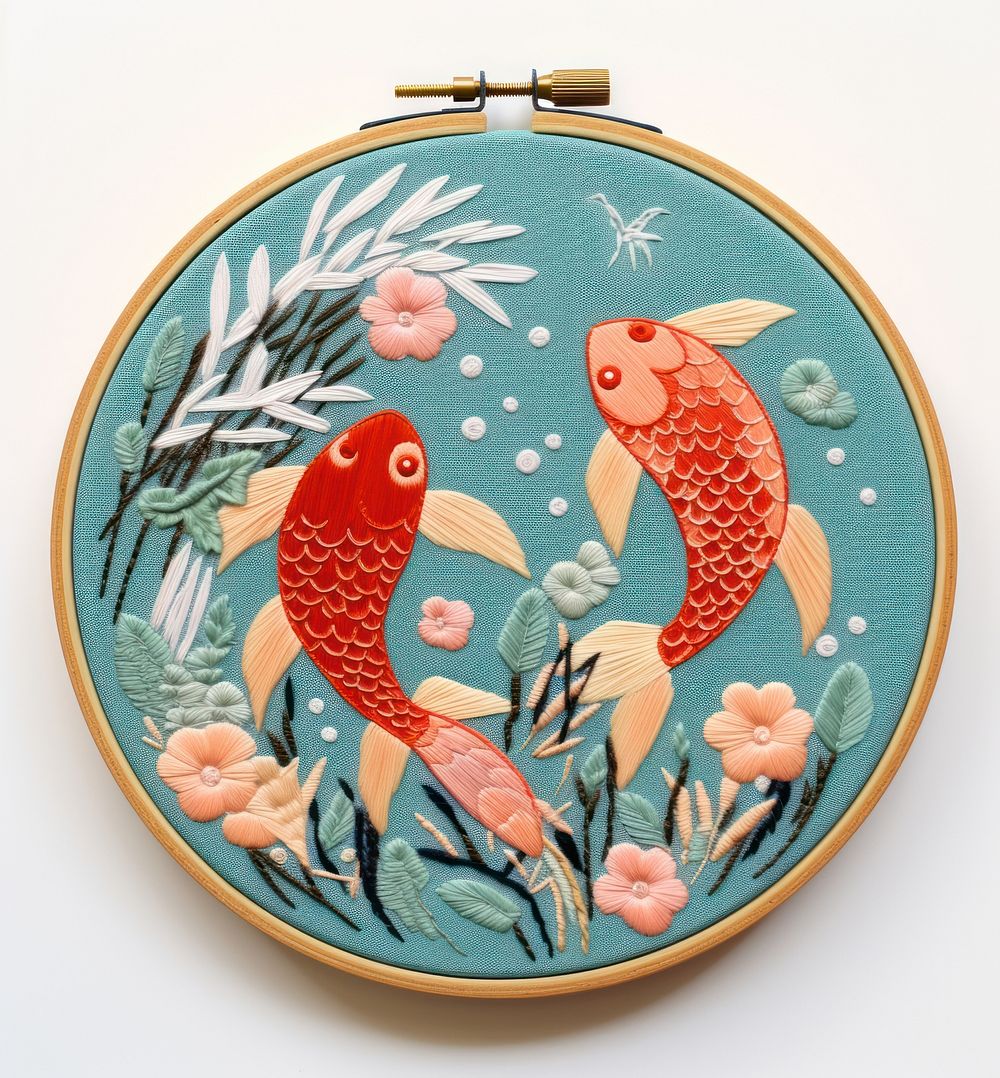 Embroidery pattern fish representation. AI generated Image by rawpixel.