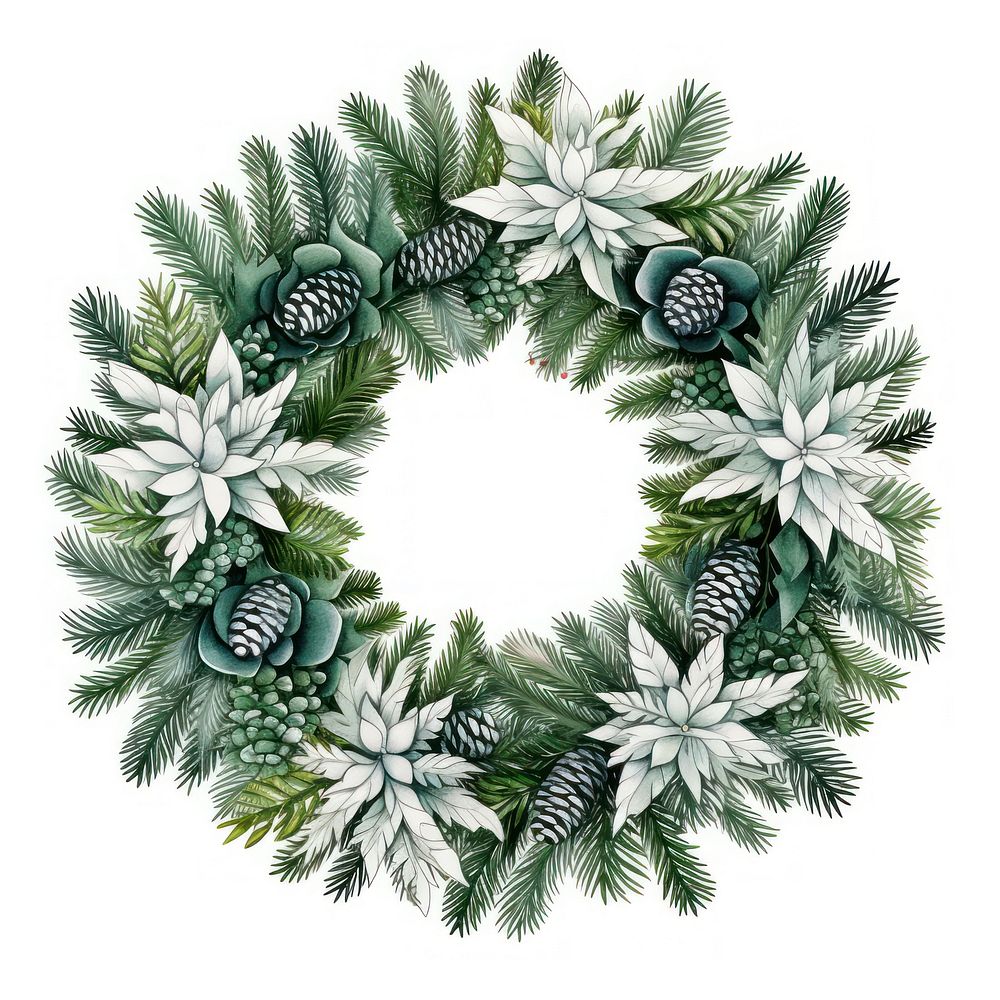 Wreath plant fir white background. AI generated Image by rawpixel.