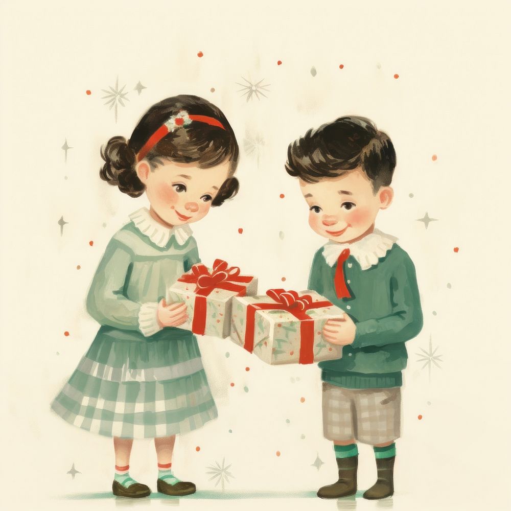 Christmas cute gift girl. AI generated Image by rawpixel.