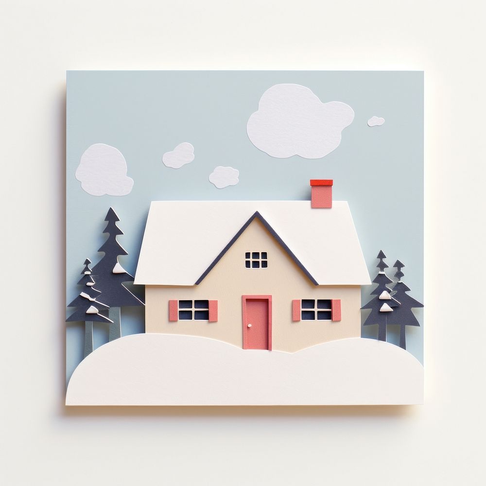 Painting house snow art. AI generated Image by rawpixel.