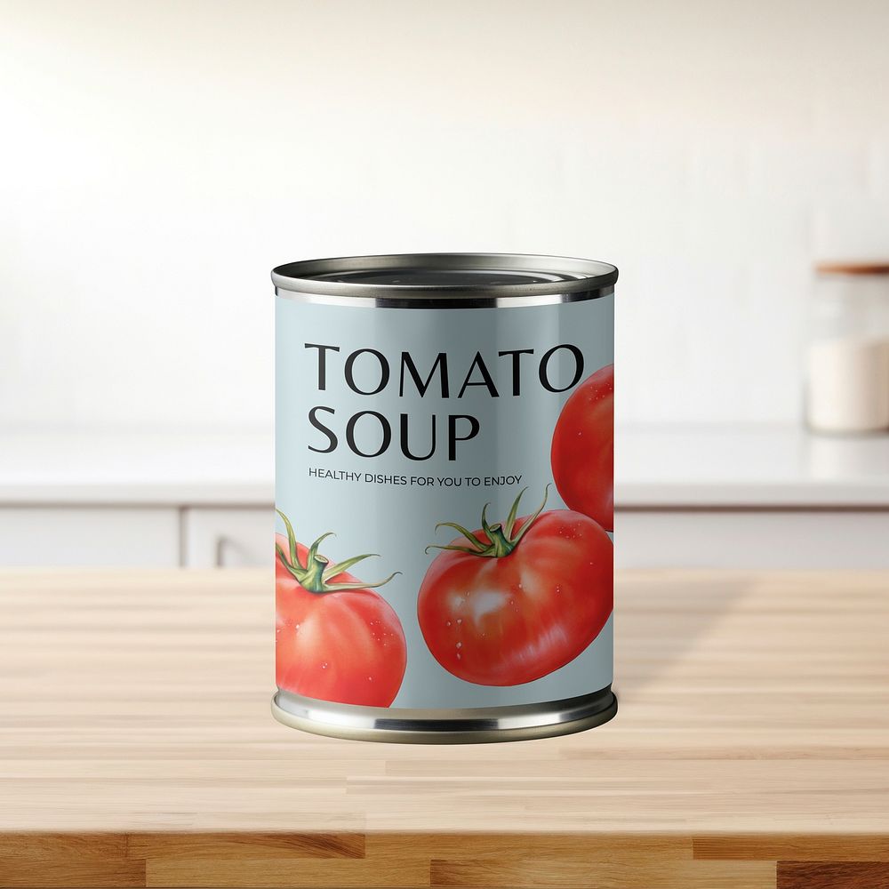 Tin can mockup, packaging psd