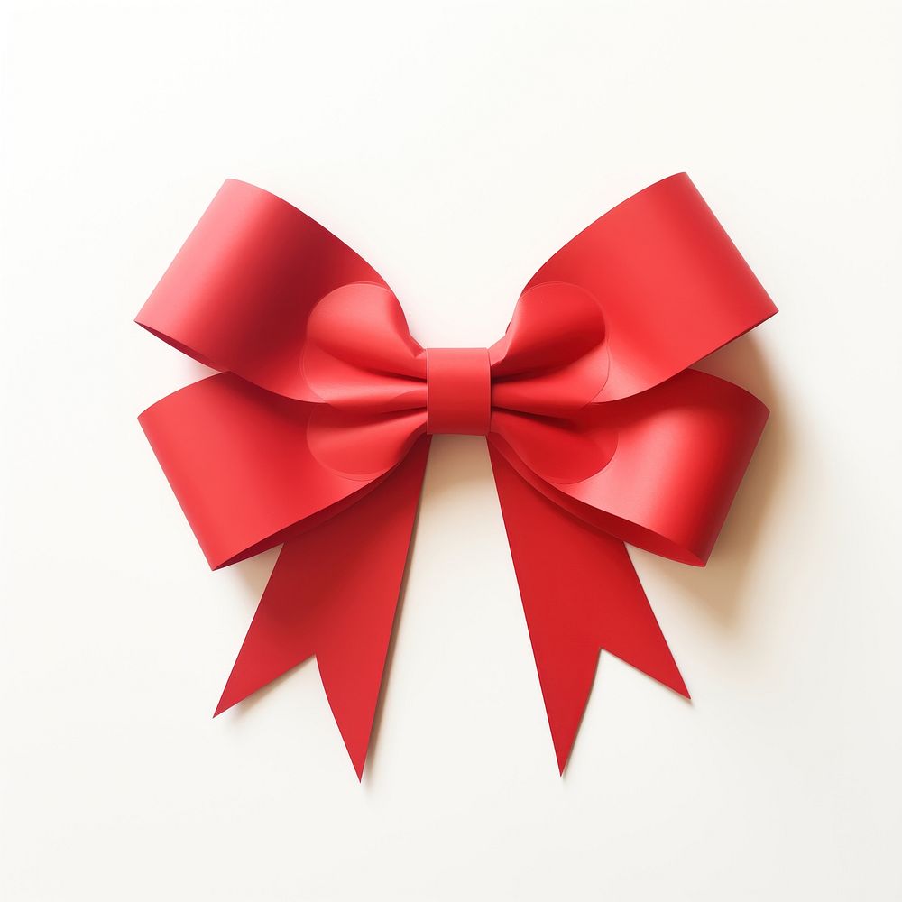 Red bow paper white background celebration. AI generated Image by rawpixel.