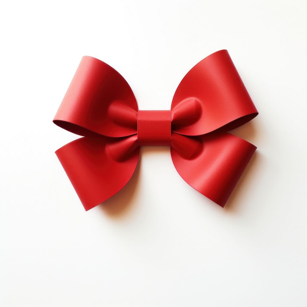 Red bow paper white background celebration. AI generated Image by rawpixel.
