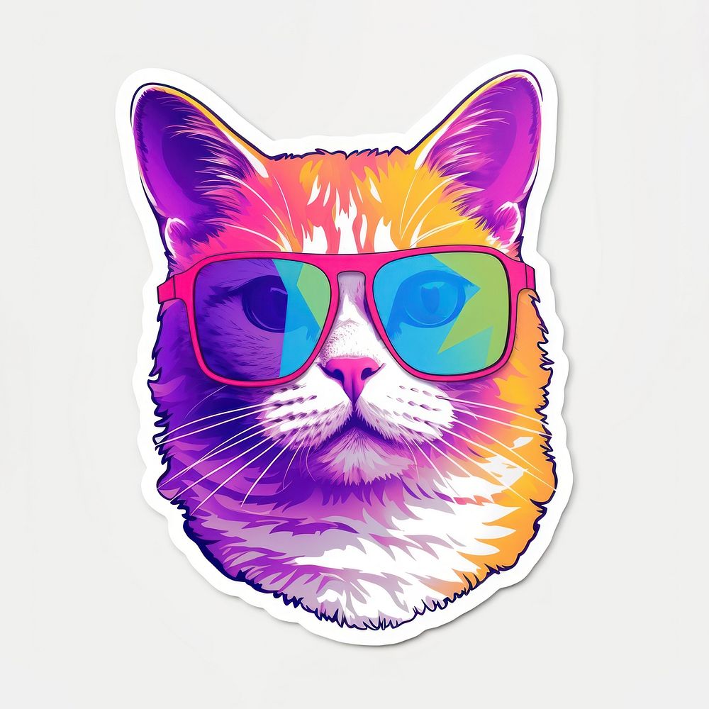 Cat wearing sunglasses mammal animal purple. AI generated Image by rawpixel.