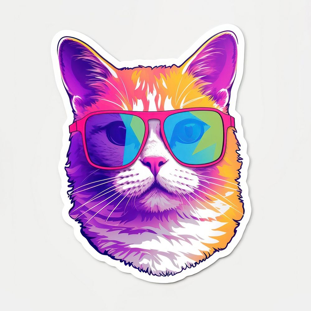 Cat wearing sunglasses mammal animal purple. 