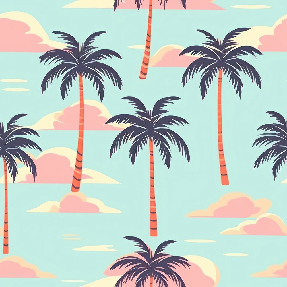 Cartoon palm trees backgrounds outdoors pattern. AI generated Image by rawpixel.