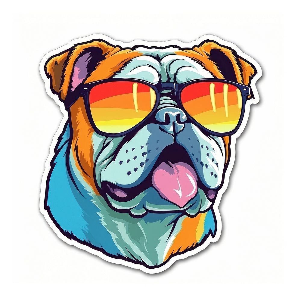 Bulldog wearing sunglasses art mammal animal. AI generated Image by rawpixel.