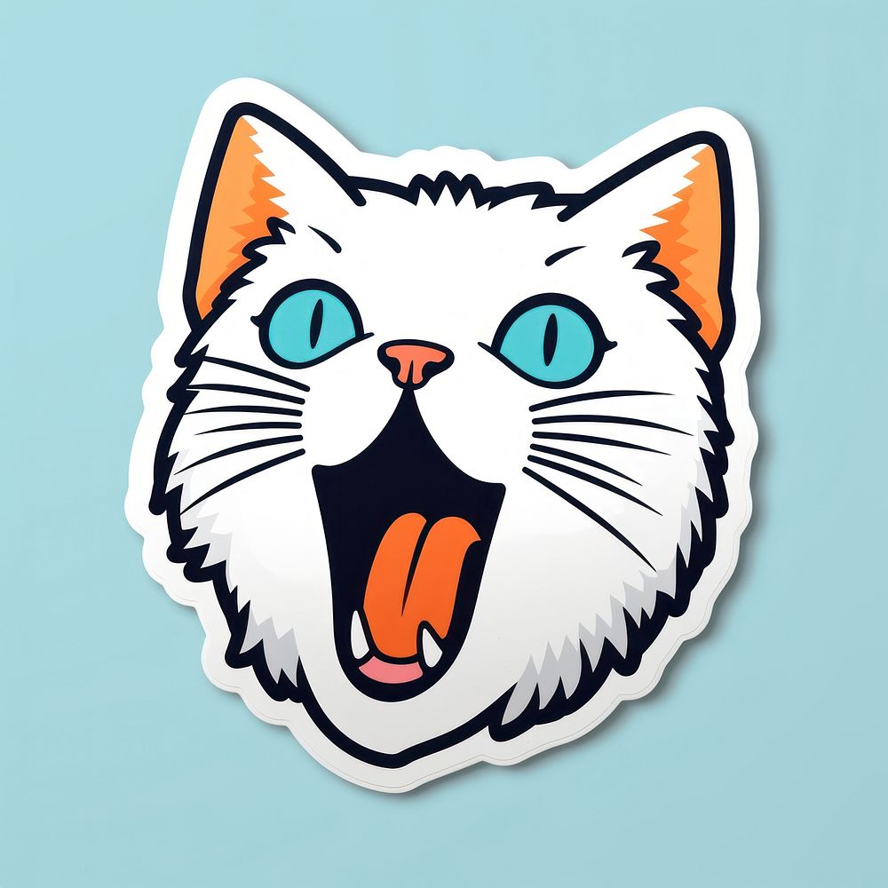 Funny cat yawning sticker animal mammal. AI generated Image by rawpixel.