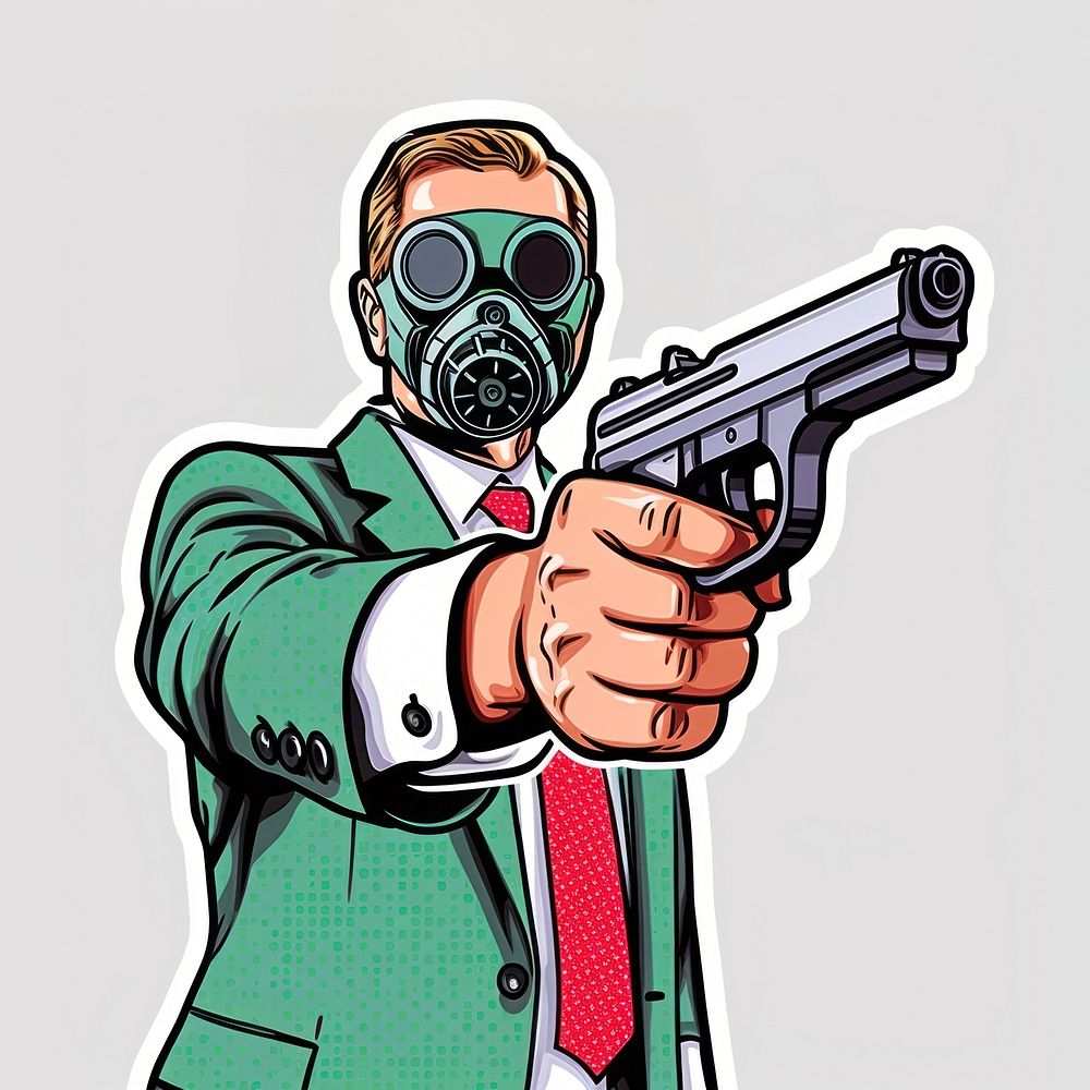 Man wearing gas mask holding gun handgun adult accessories. AI generated Image by rawpixel.
