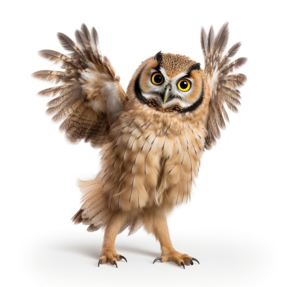 Happy smiling dancing owl animal bird beak. AI generated Image by rawpixel.