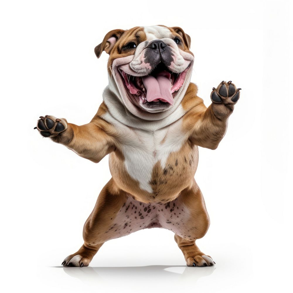 Happy smiling dancing bulldog animal mammal boxer. AI generated Image by rawpixel.
